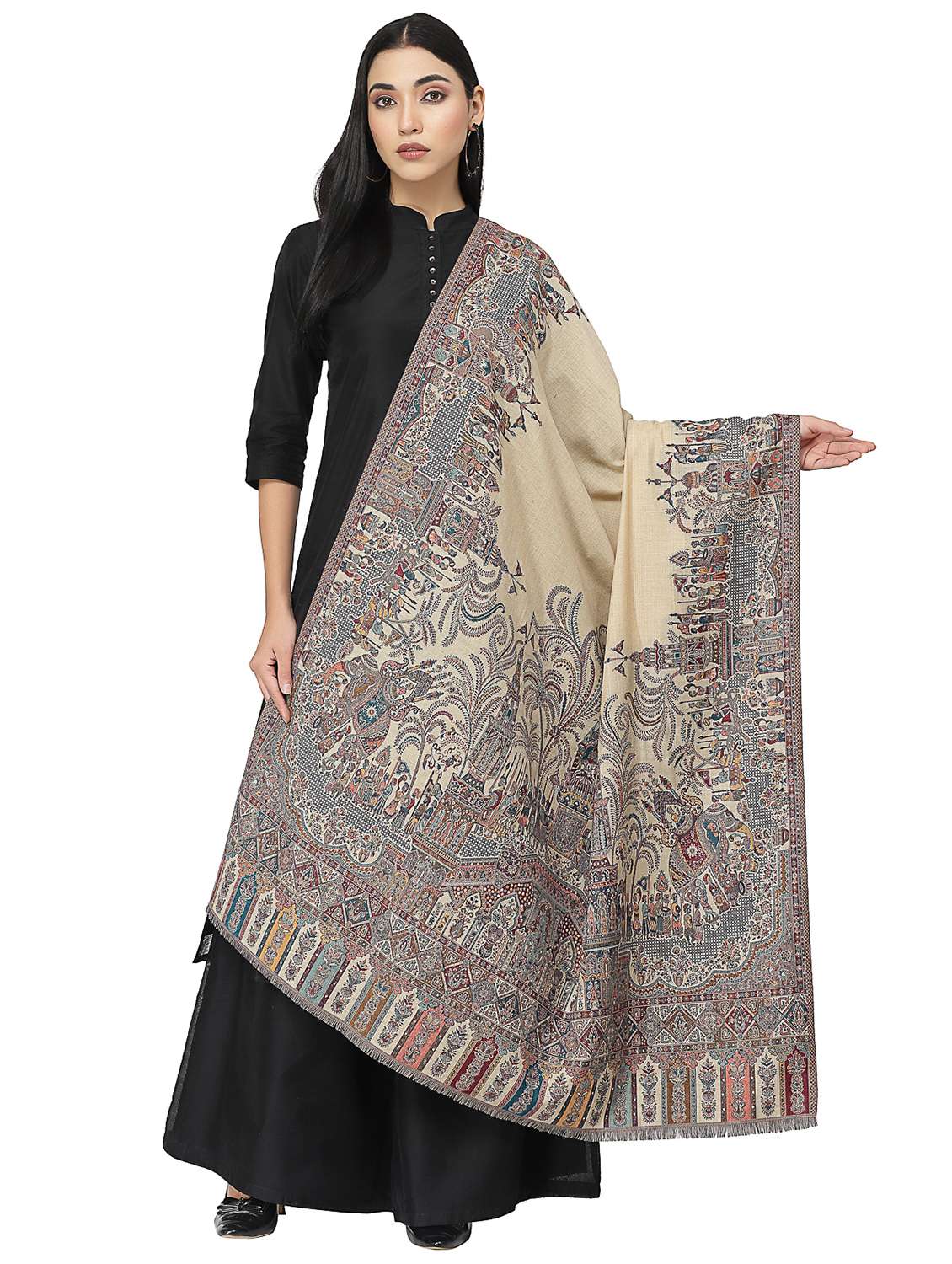women's self design shawl