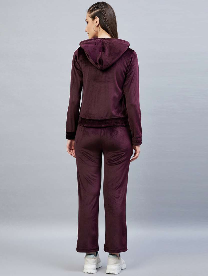 burgundy velvet top and trouser set - 19113837 -  Standard Image - 3