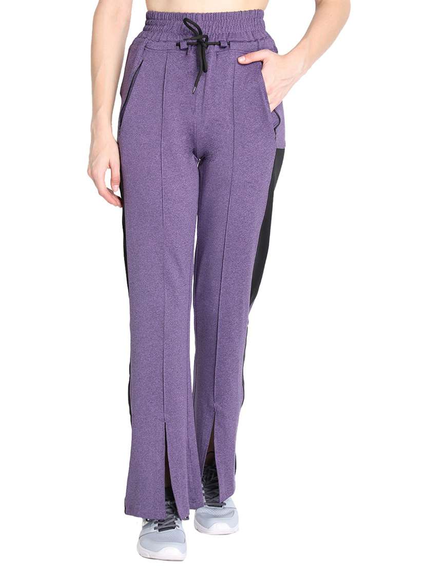 purple mid rise track pant