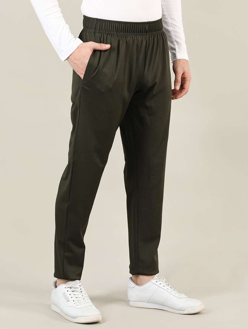 green polyester  full length track pant