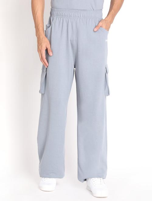 grey cotton blend full length track pant - 19115491 - Standard Image - 0