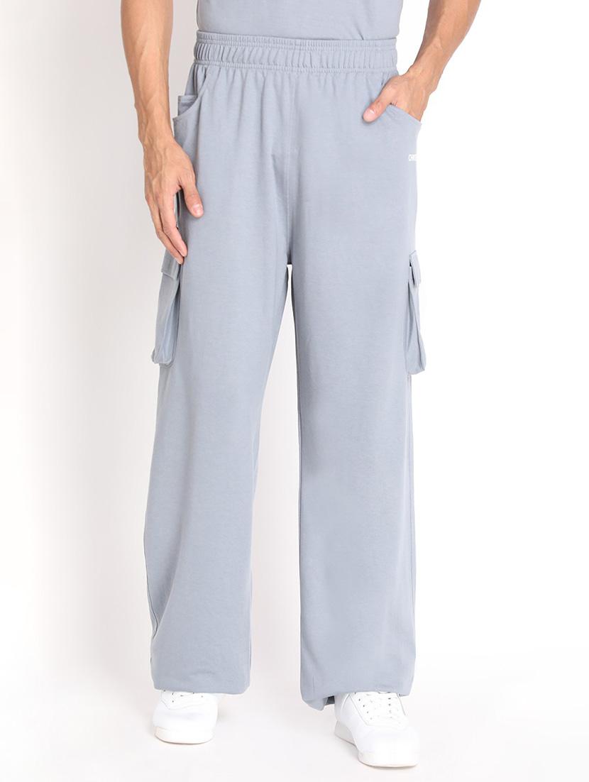 grey cotton blend full length track pant - 19115491 - Zoom Image - 0