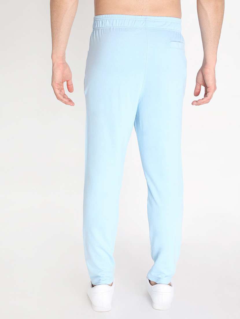 light blue cotton blend  full length track pant - 19115504 -  Standard Image - 3