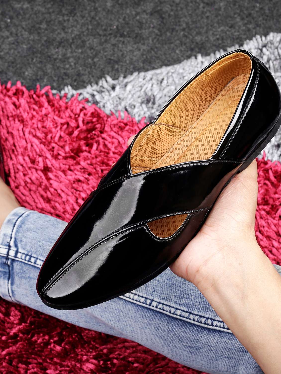 synthetic black loafer