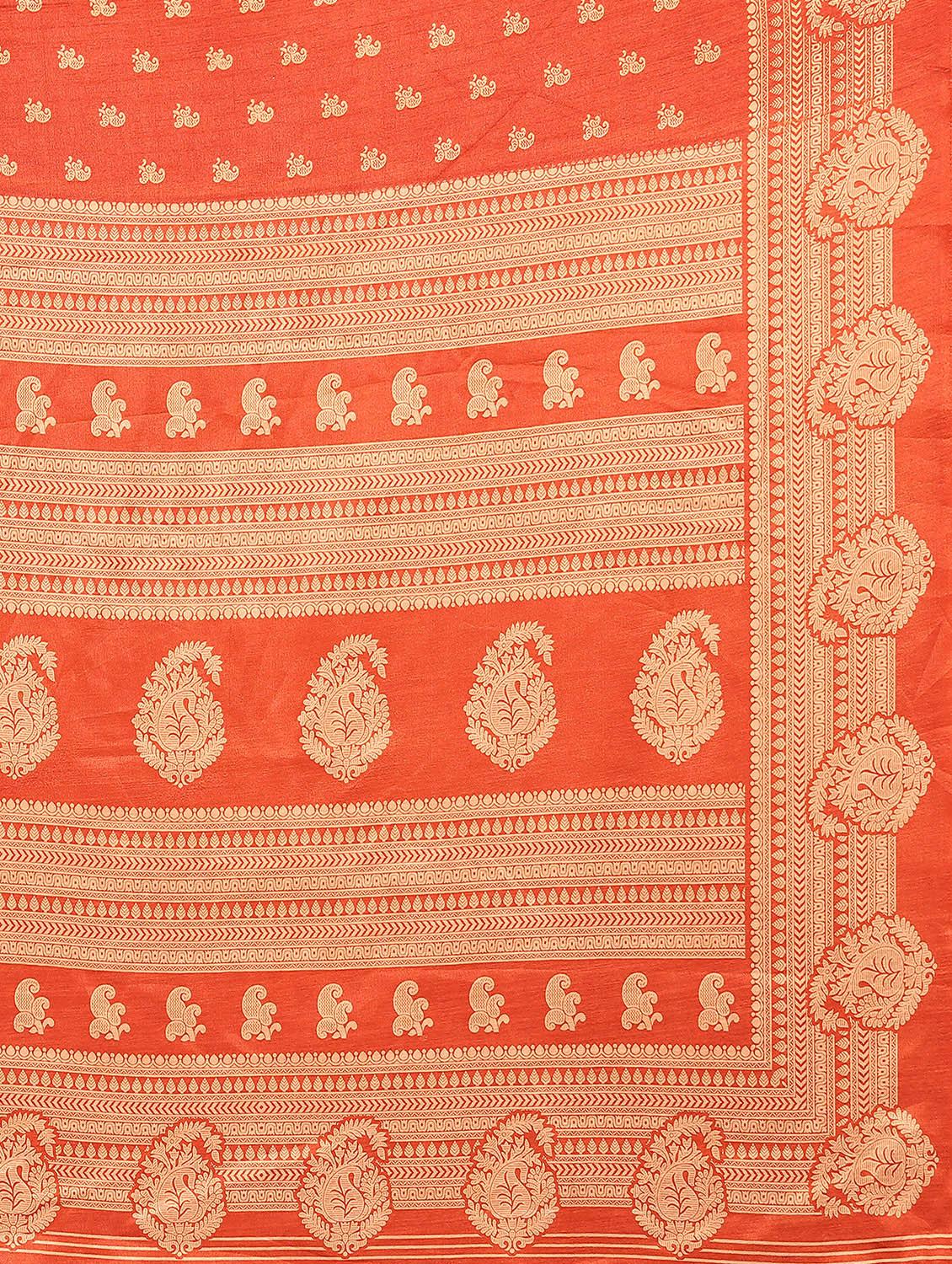 orange silk blend mysore saree with blouse - 19118514 - Standard Image - 3