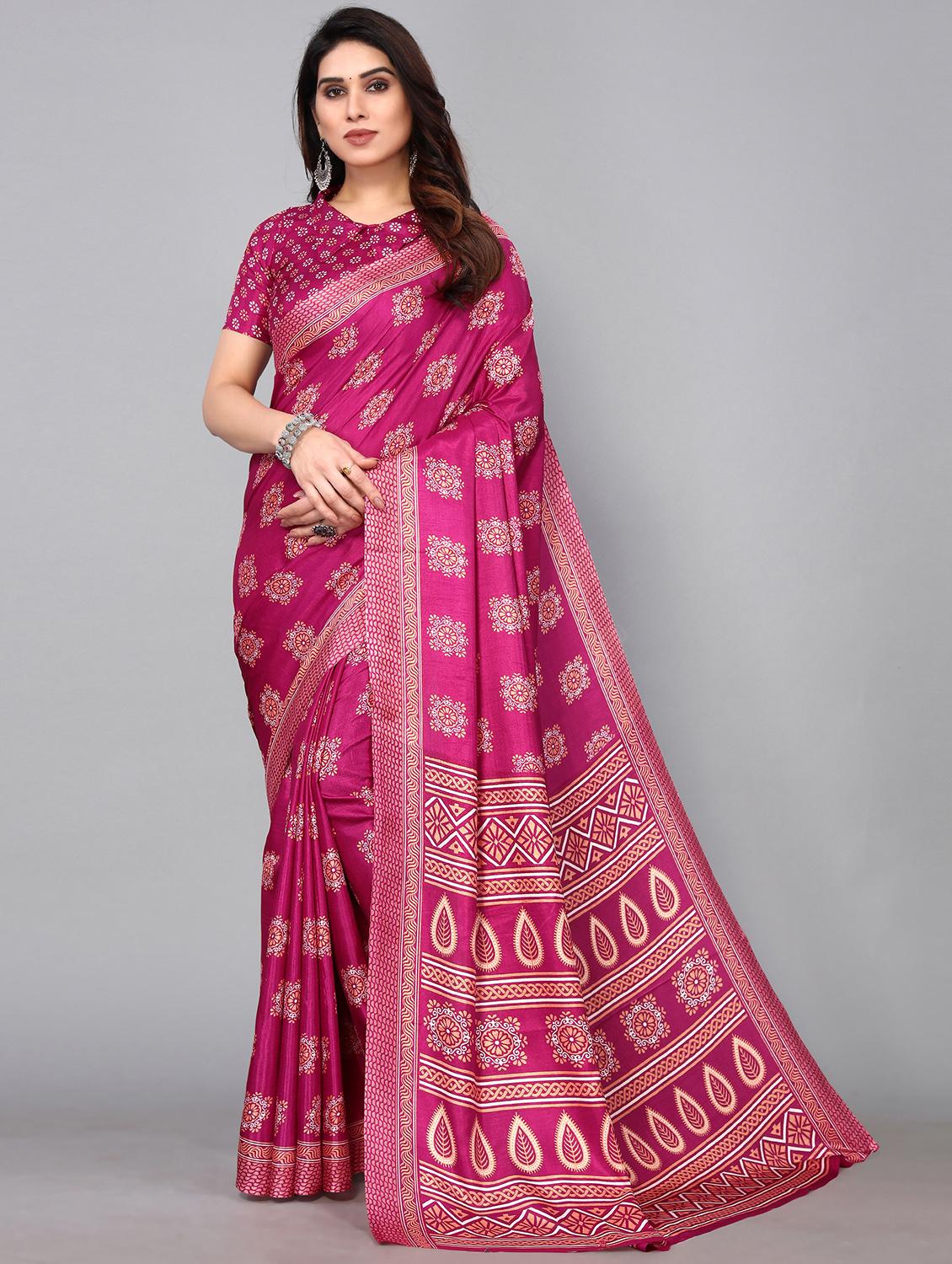 pink silk blend mysore saree with blouse - 19118521 - Zoom Image - 0