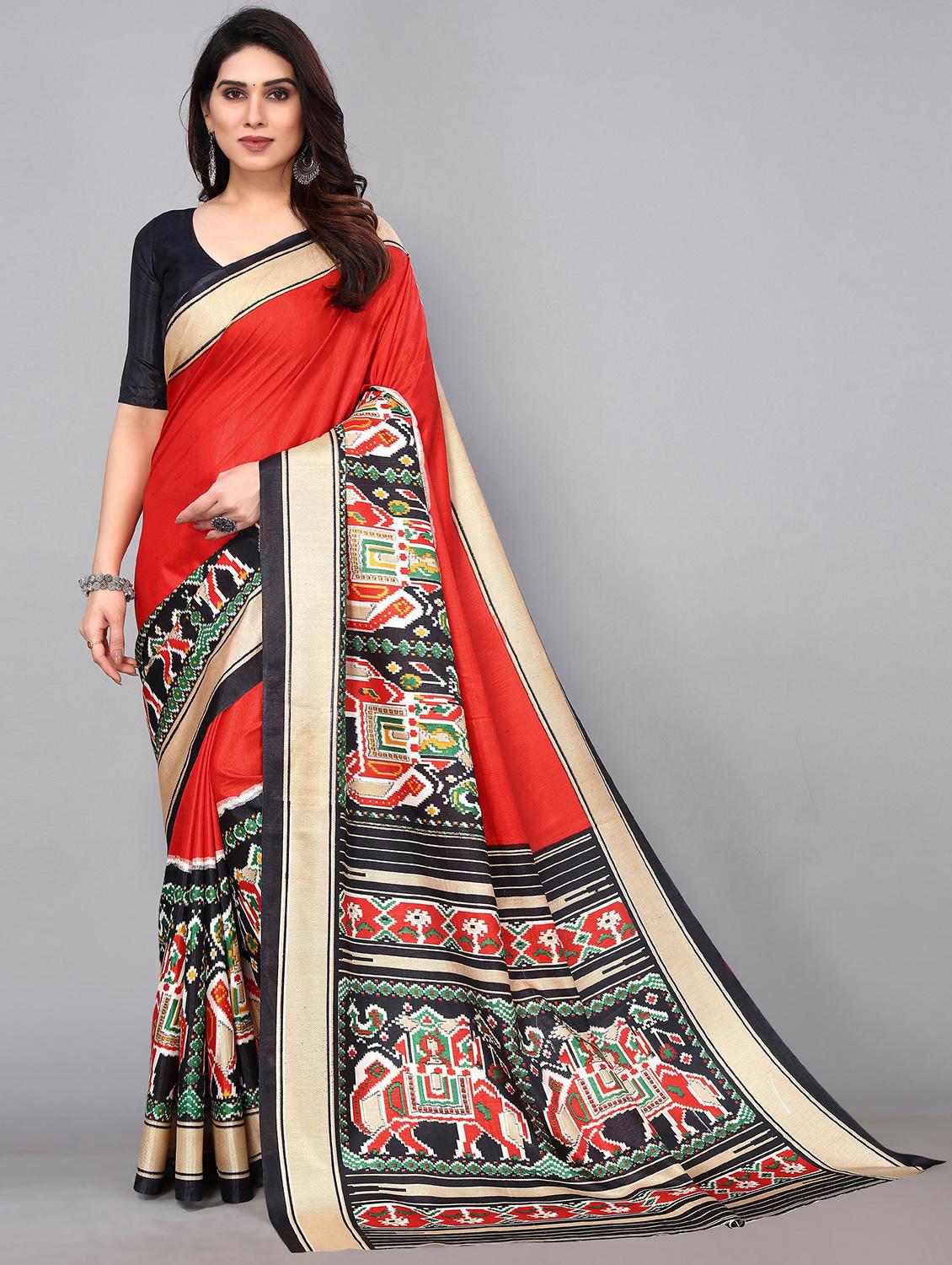 red silk blend patola saree - 19118526 - Zoom Image - 0