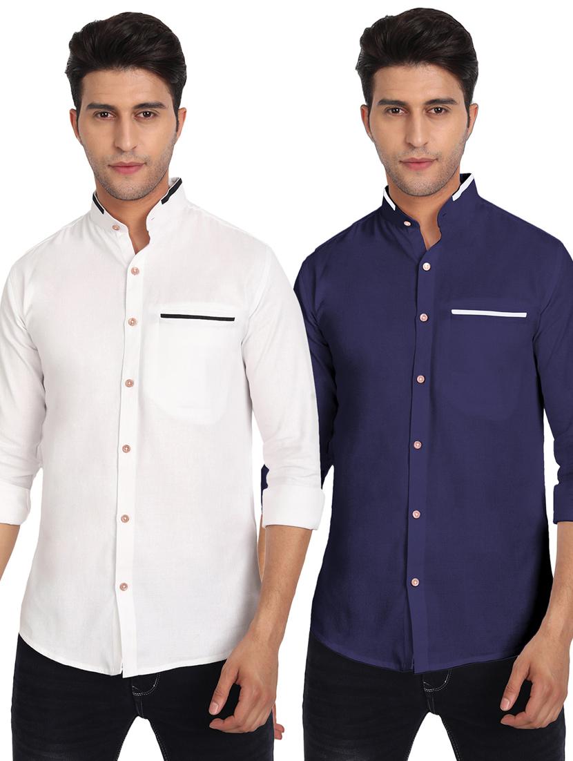 mens color block casual shirt - 19119460 - Zoom Image - 0
