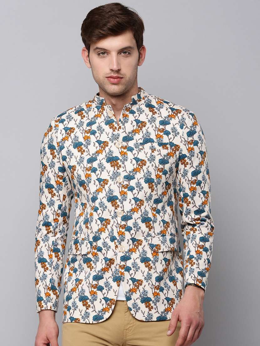 printed single breasted casual blazer