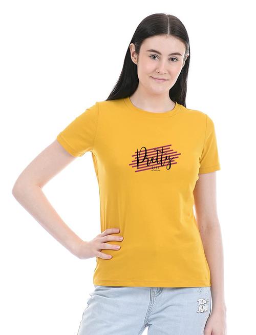 urbane glamorous women short sleeve causal t-shirt (yellow) - 19120668 - Standard Image - 0