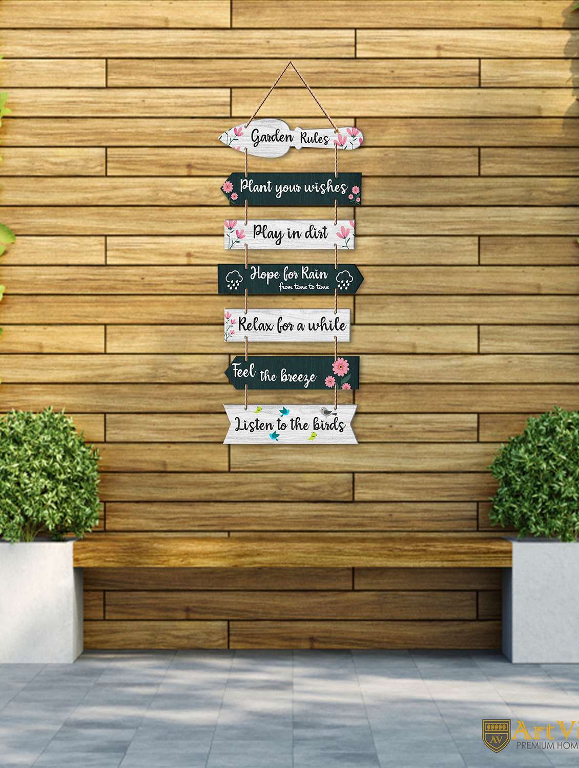 garden quote decorative art wooden wall hanging for garden home decors(wh_7001n)