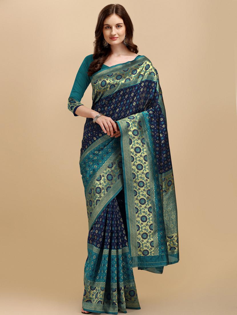 self design banarasi saree with blouse - 19121633 - Zoom Image - 0