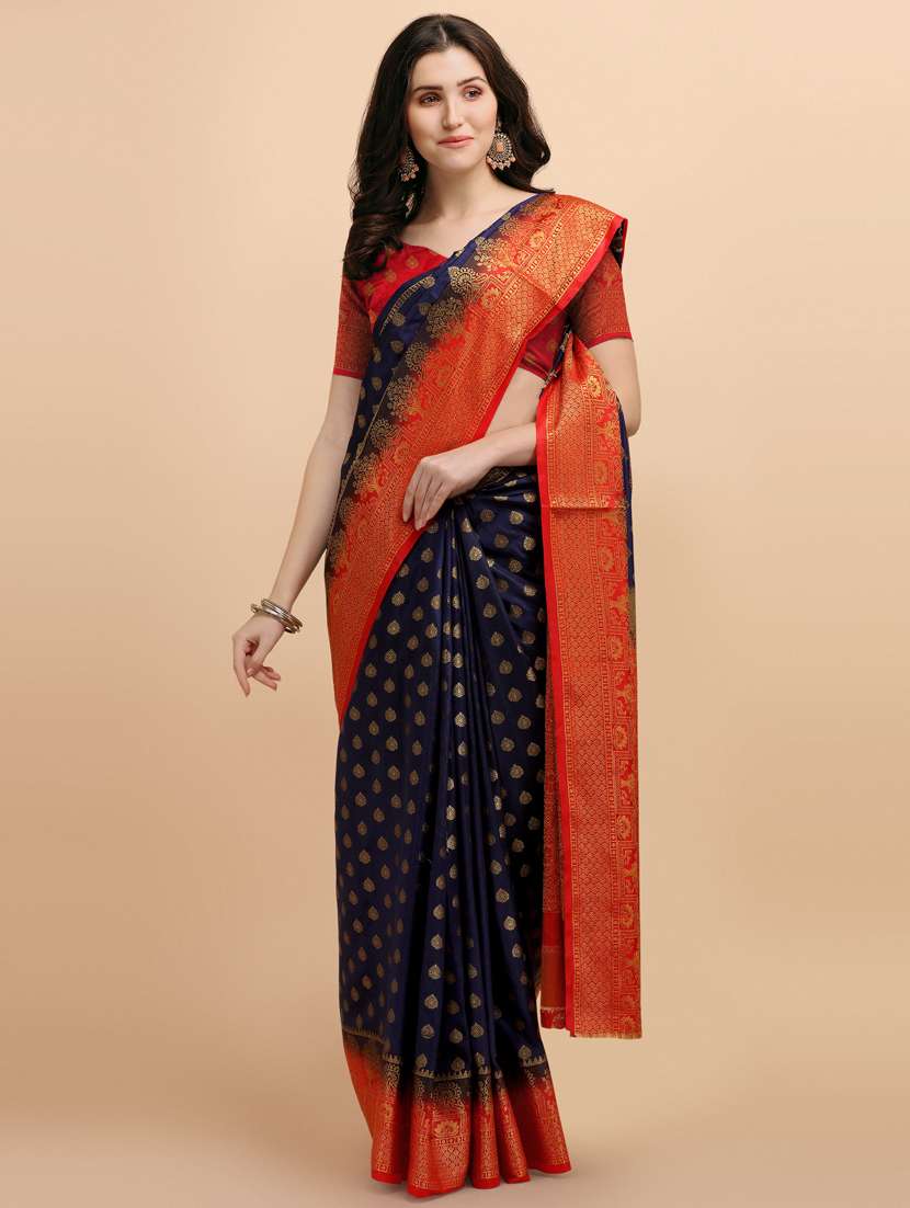 women's self design blue colored saree - 19121660 - Zoom Image - 0