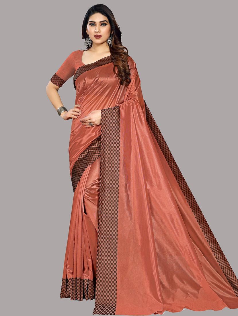pink solid saree with blouse - 19122144 - Zoom Image - 0