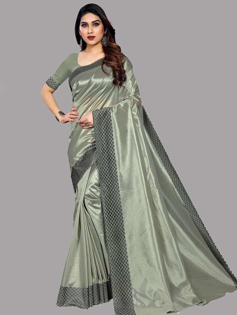 grey solid saree with blouse - 19122147 - Zoom Image - 0