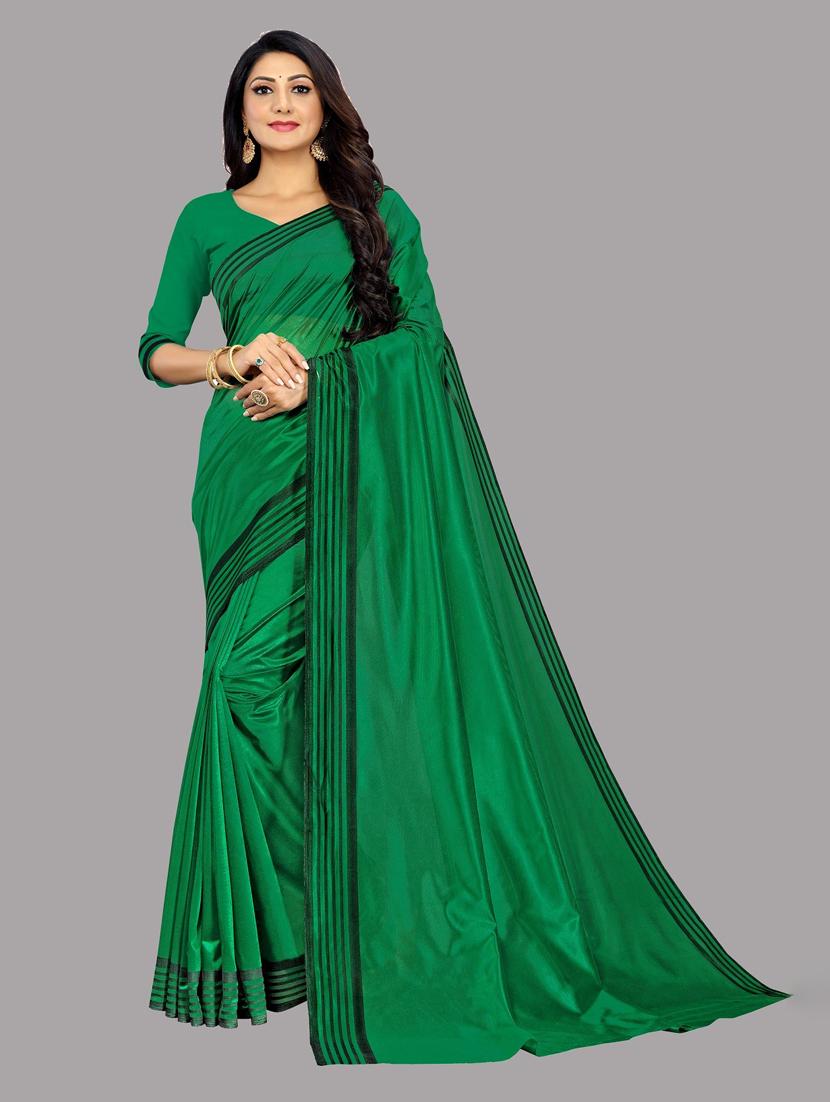 green solid saree with blouse - 19122151 - Zoom Image - 0