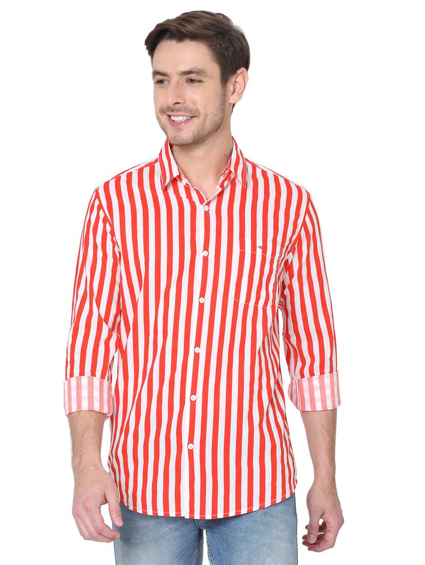 orange striped casual shirt - 19124293 - Zoom Image - 0