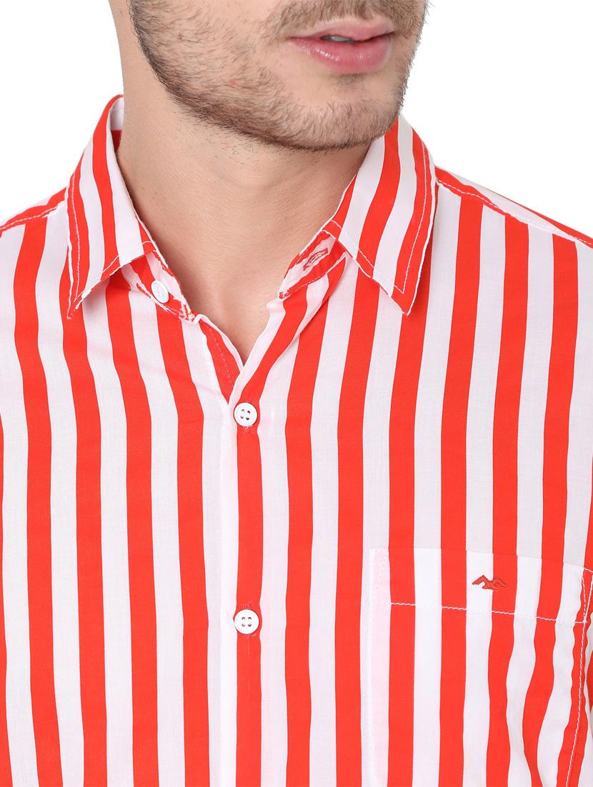 orange striped casual shirt - 19124293 - Standard Image - 5