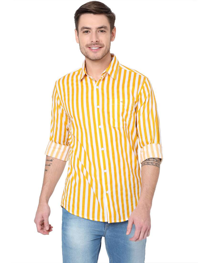 yellow striped casual shirt - 19124294 - Zoom Image - 0