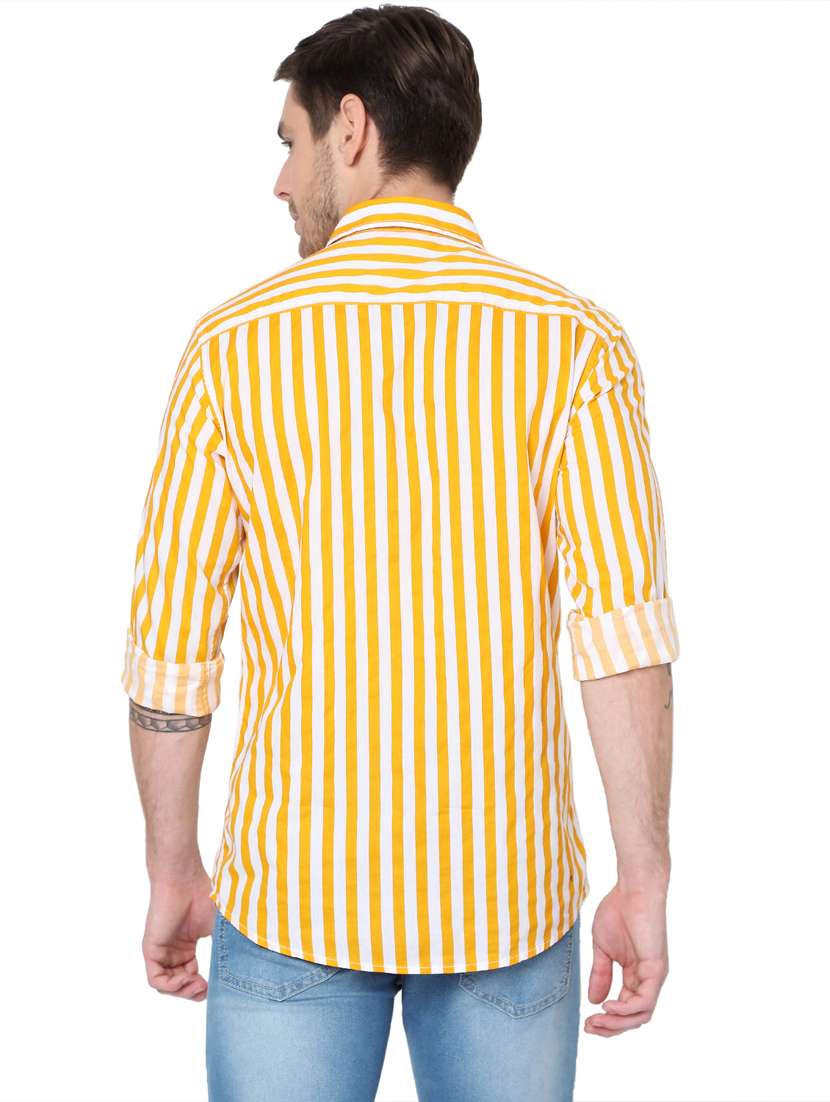yellow striped casual shirt - 19124294 - Standard Image - 3