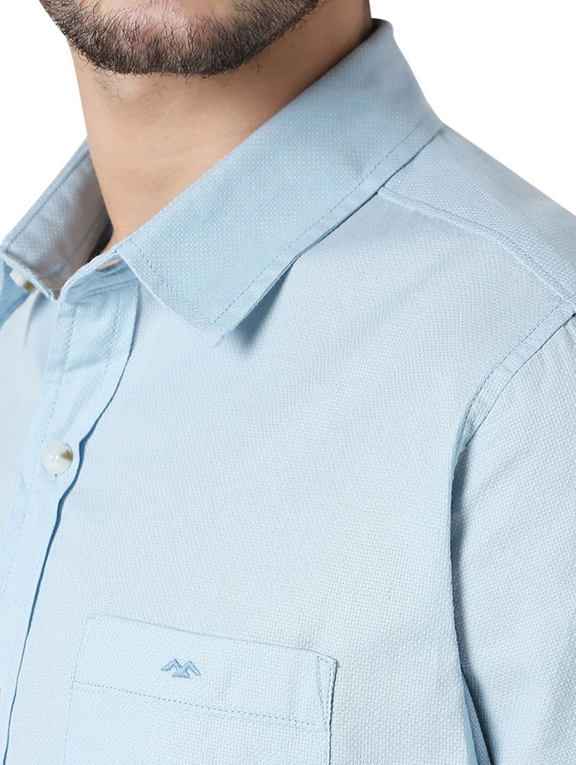 blue solid casual shirt - 19124306 - Standard Image - 5