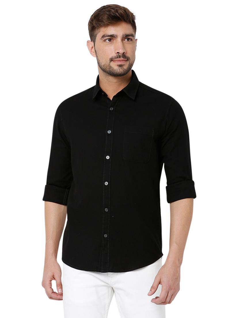 black solid casual shirt - 19124308 -  Zoom Image - 0