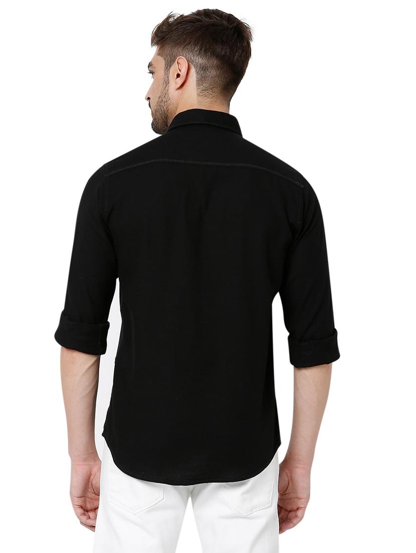 black solid casual shirt - 19124308 - Standard Image - 3