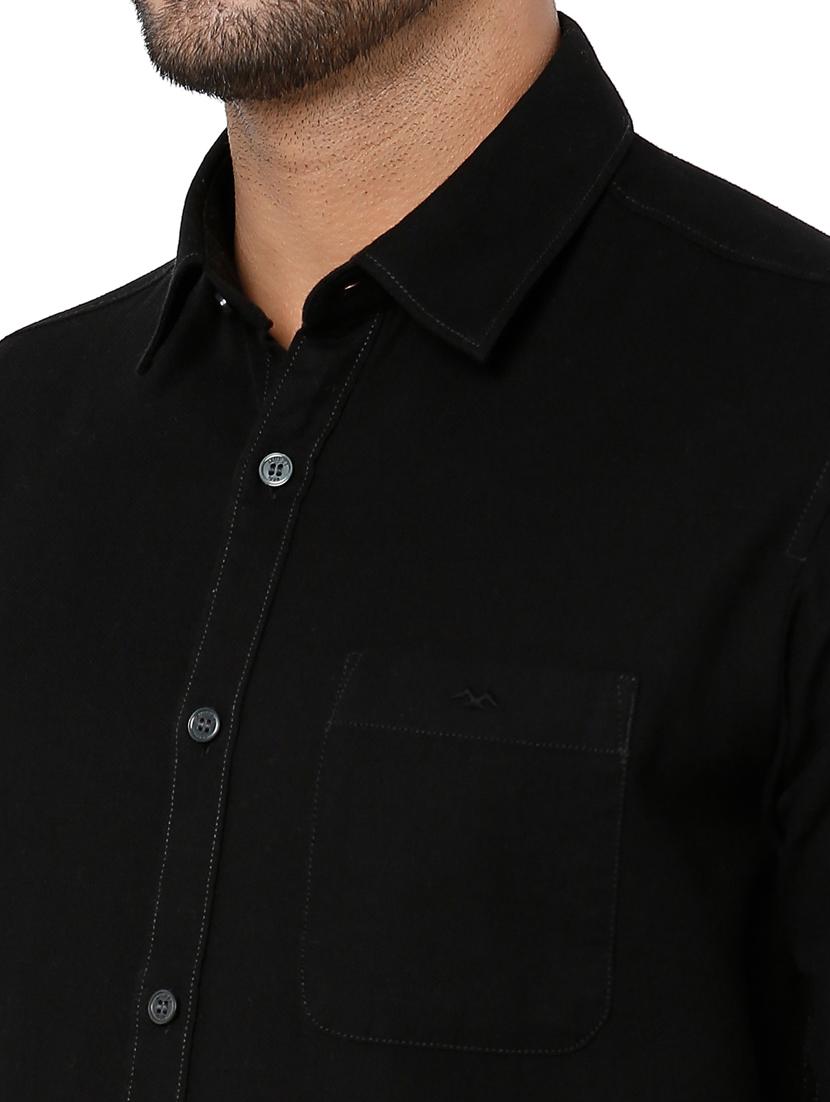 black solid casual shirt - 19124308 - Standard Image - 5