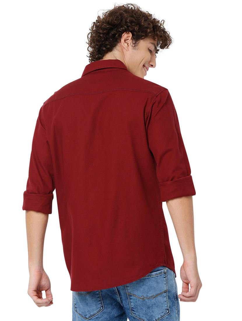 brown solid casual shirt - 19124309 - Standard Image - 3