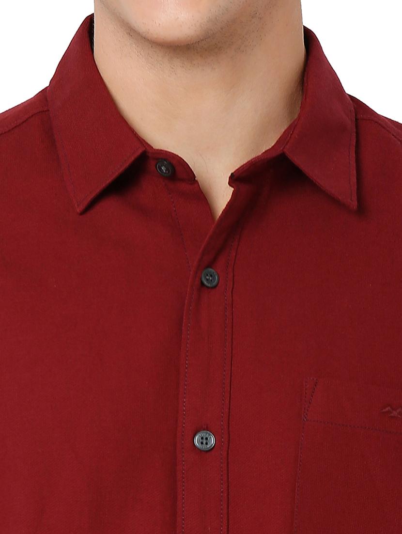 brown solid casual shirt - 19124309 - Standard Image - 5
