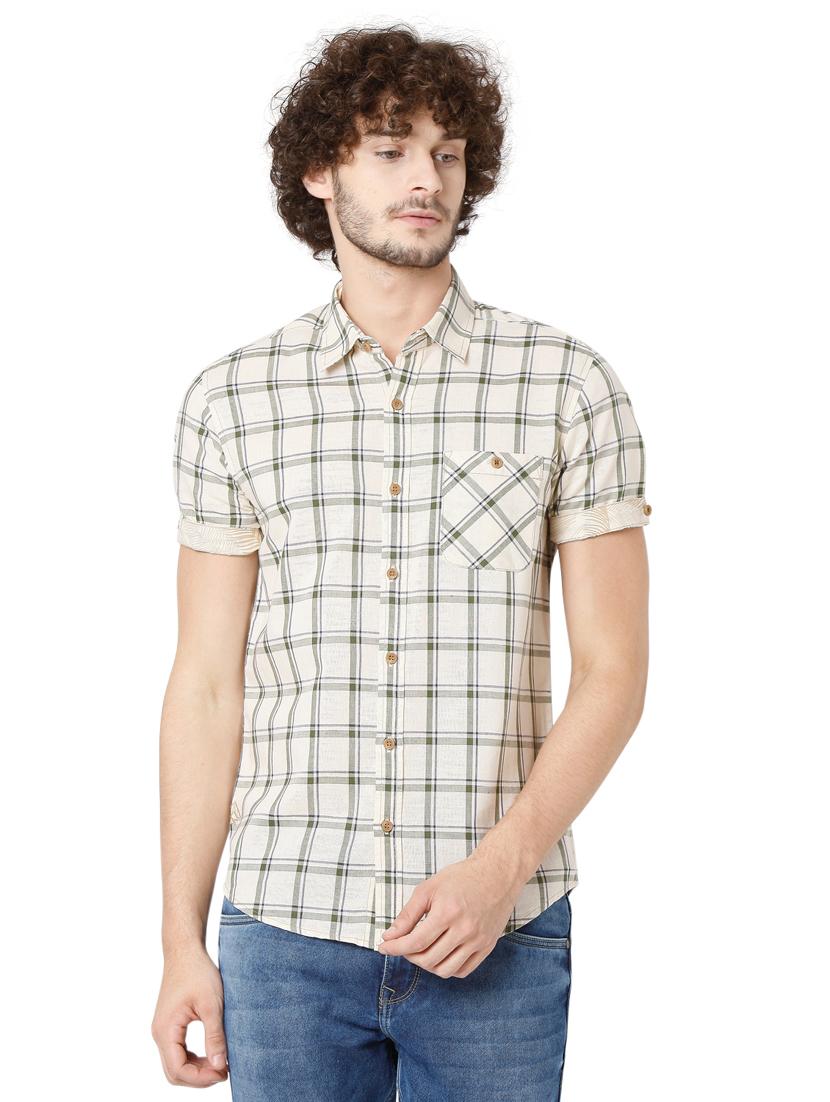 beige checkered casual shirt - 19124352 - Zoom Image - 0
