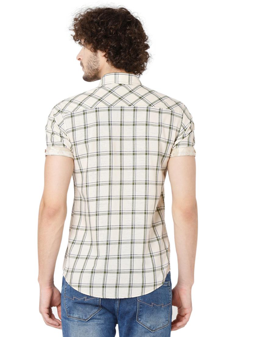 beige checkered casual shirt - 19124352 - Standard Image - 3