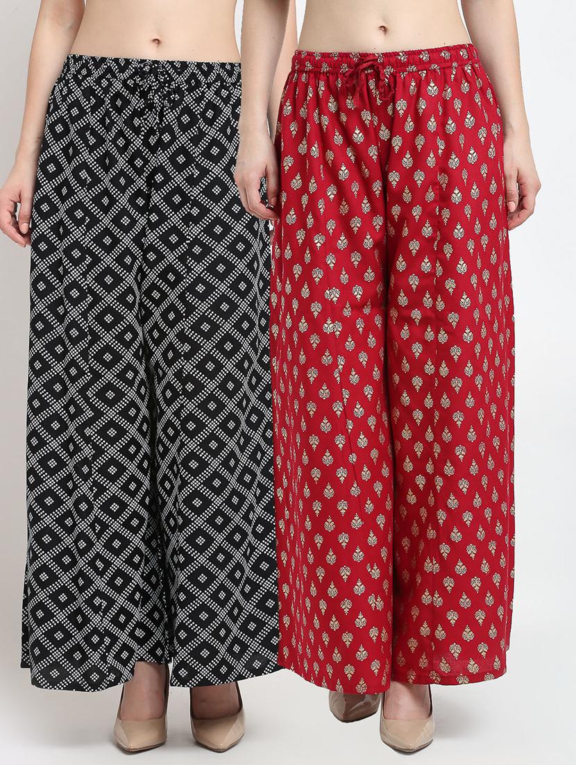 pack of 2 printed flared palazzo - 19124362 -  Zoom Image - 0