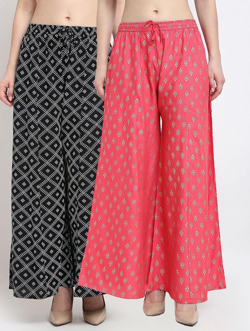 pack of 2 printed flared palazzo - 19124363 -  Zoom Image - 0