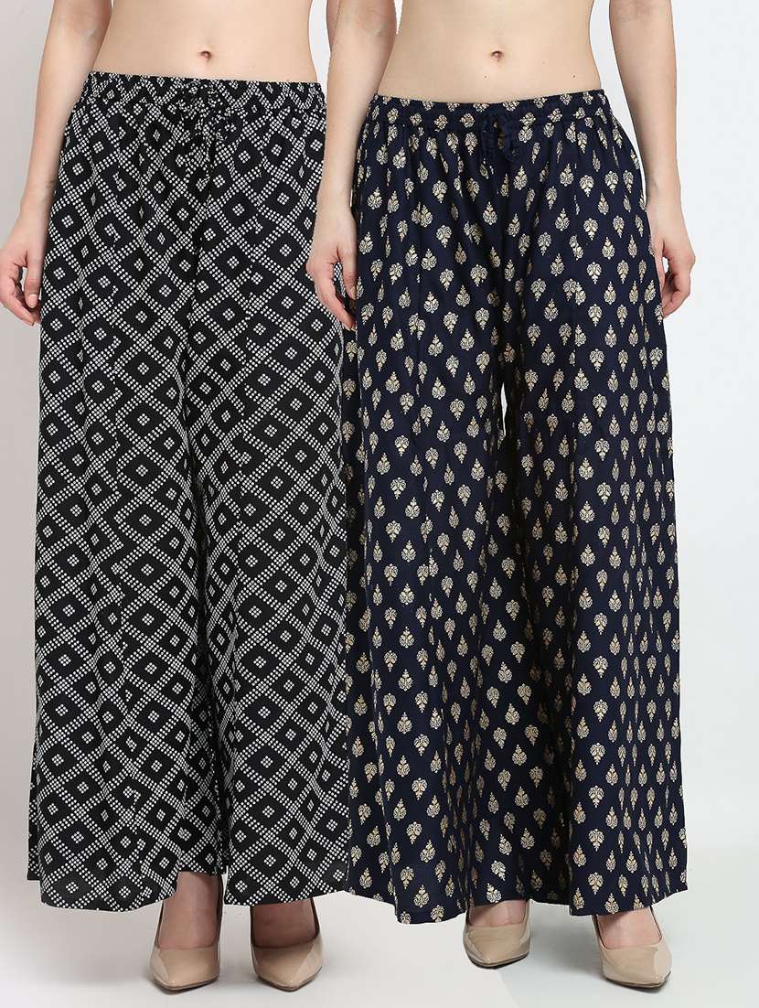 pack of 2 printed flared palazzo