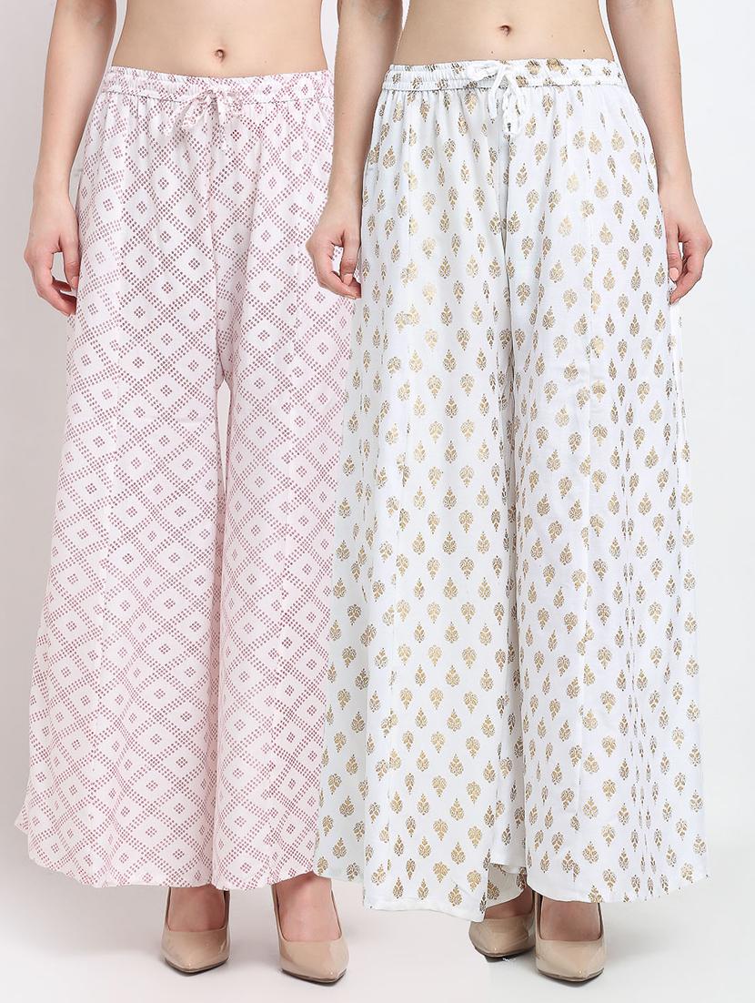 pack of 2 printed flared palazzo - 19124366 -  Zoom Image - 0