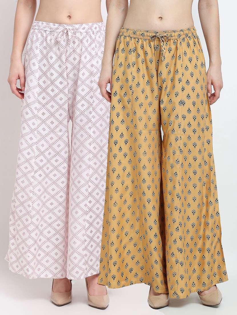 pack of 2 printed flared palazzo
