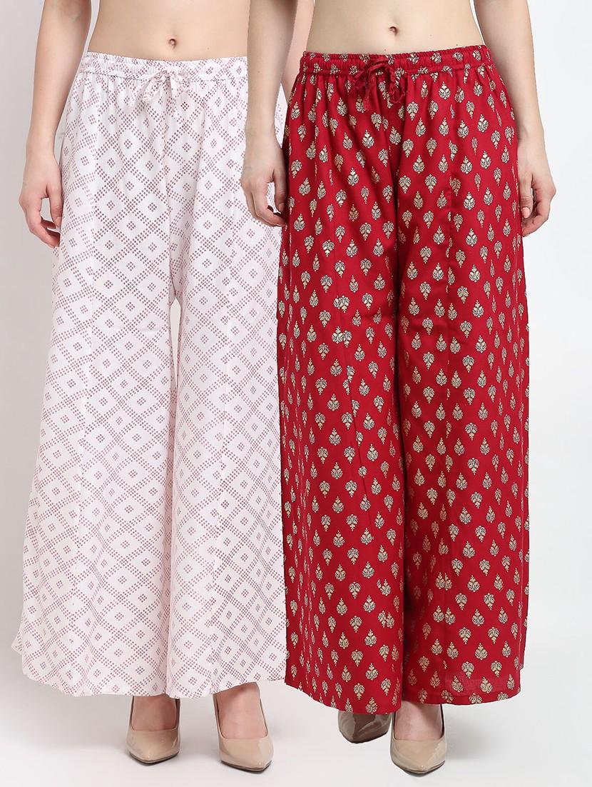 pack of 2 printed flared palazzo - 19124372 -  Zoom Image - 0