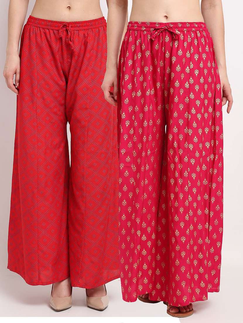pack of 2 printed flared palazzo - 19124378 -  Zoom Image - 0