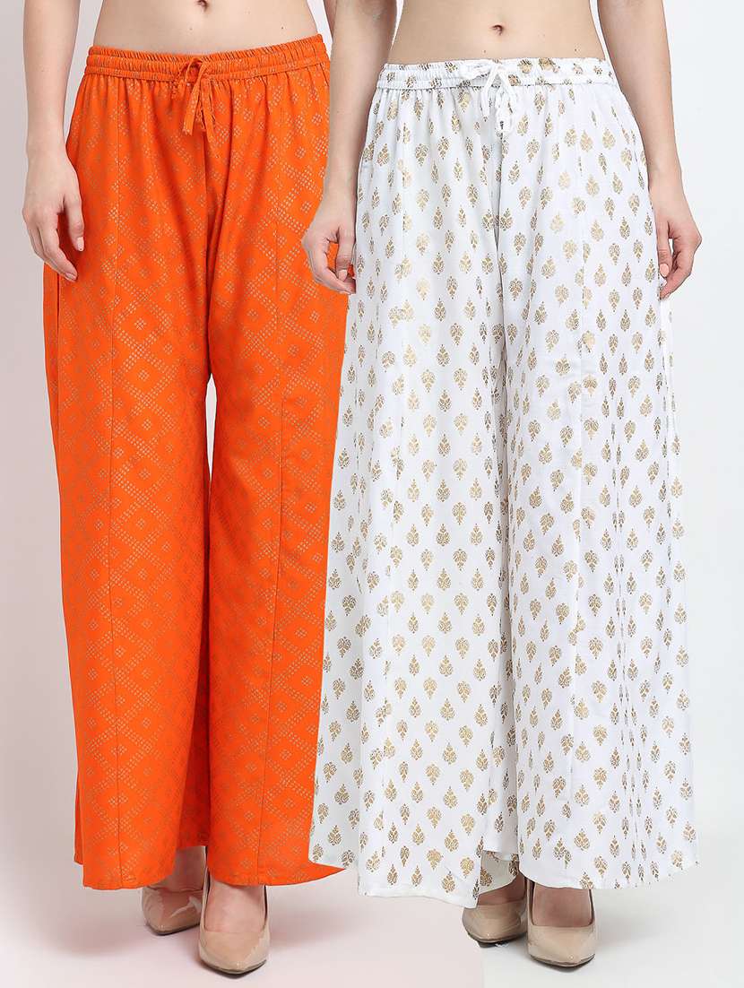 pack of 2 printed flared palazzo