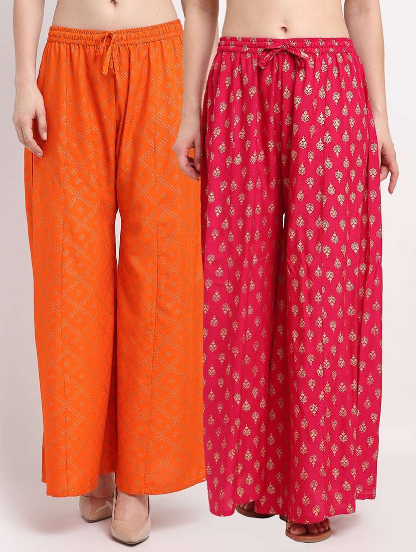 pack of 2 printed flared palazzo