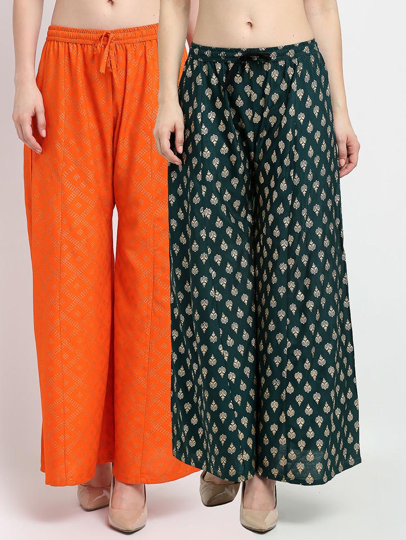 pack of 2 printed flared palazzo - 19124401 -  Zoom Image - 0