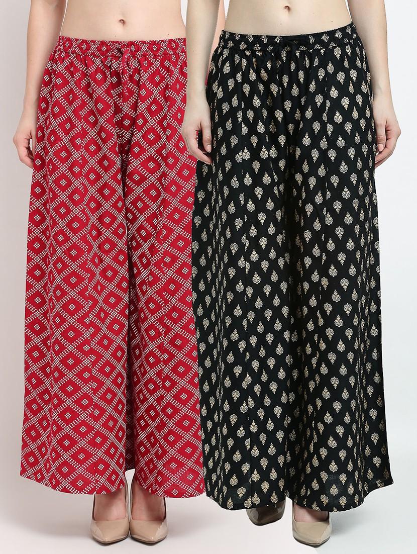 pack of 2 printed flared palazzo - 19124425 -  Zoom Image - 0