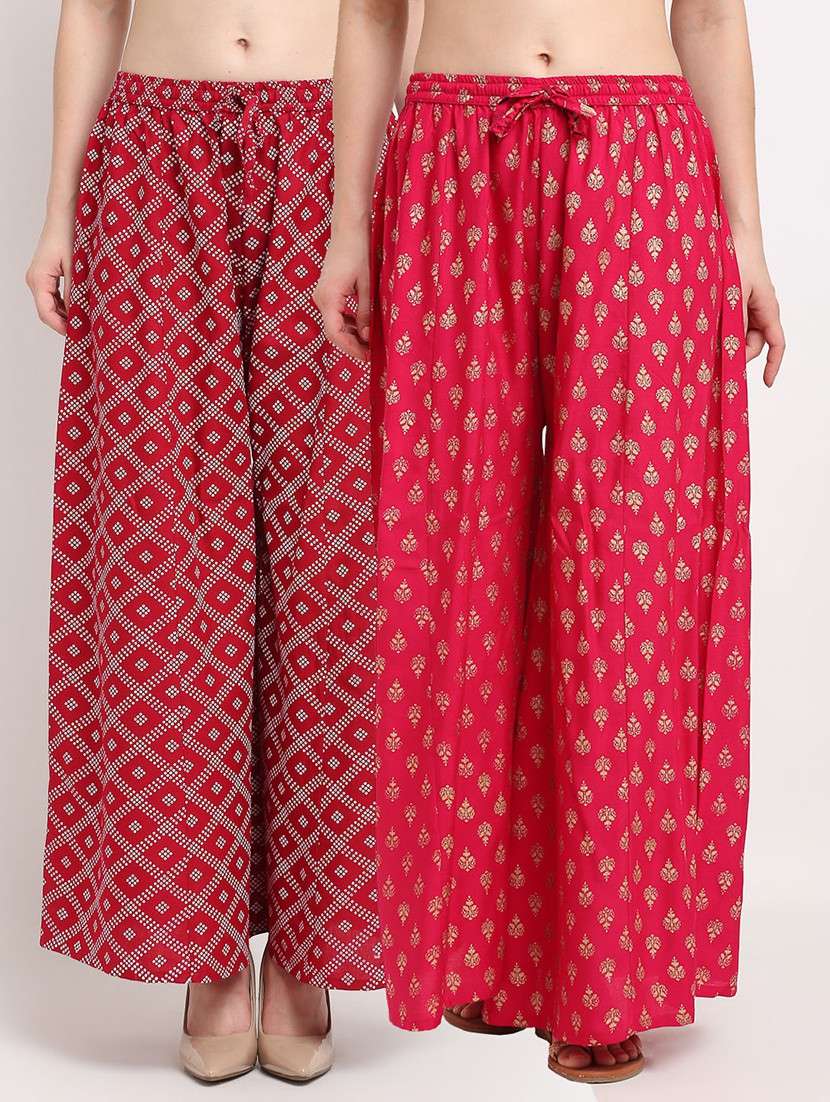 pack of 2 printed flared palazzo
