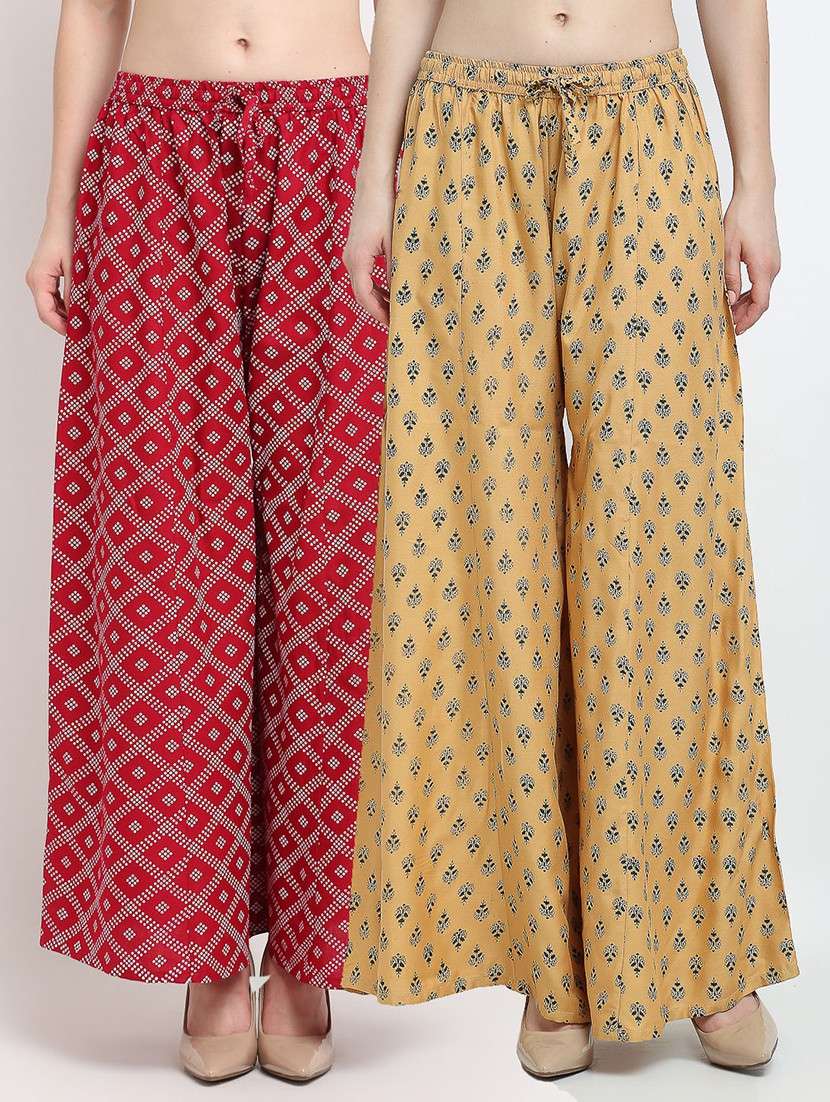 pack of 2 printed flared palazzo