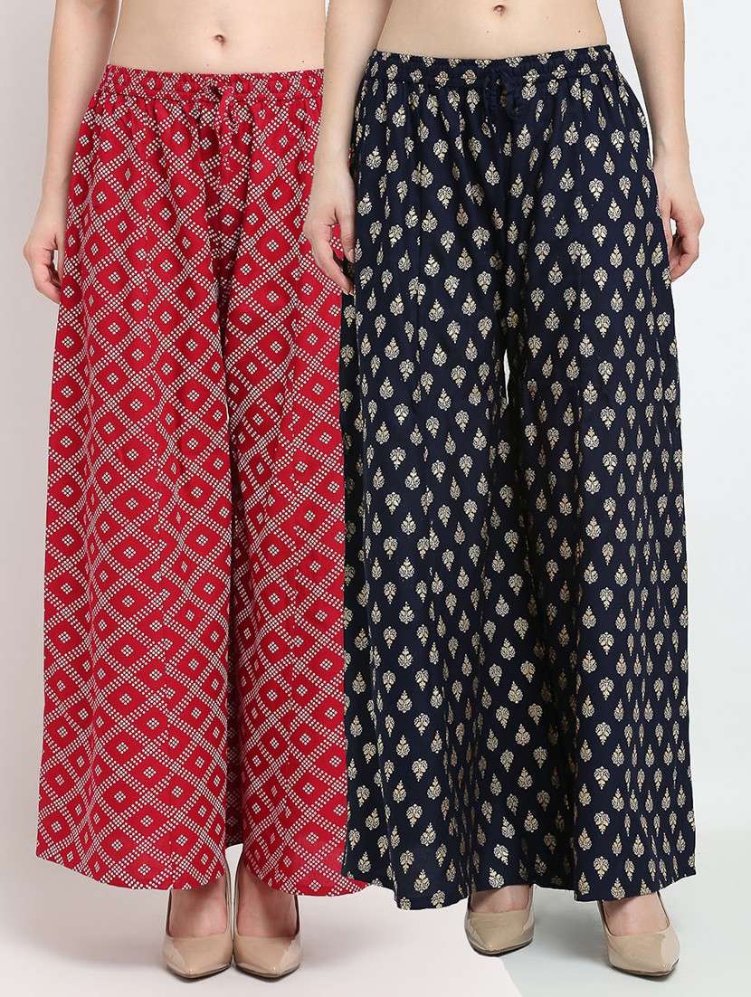pack of 2 printed flared palazzo