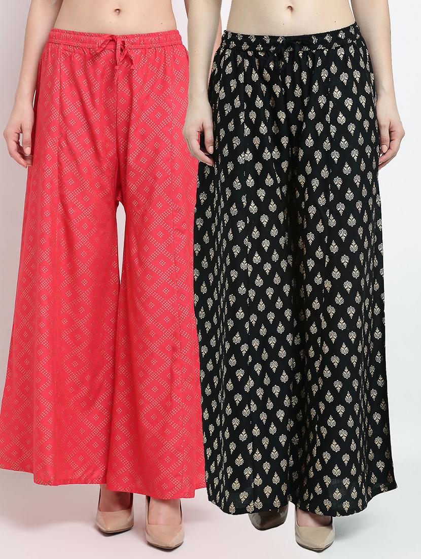 pack of 2 printed flared palazzo - 19124435 -  Zoom Image - 0