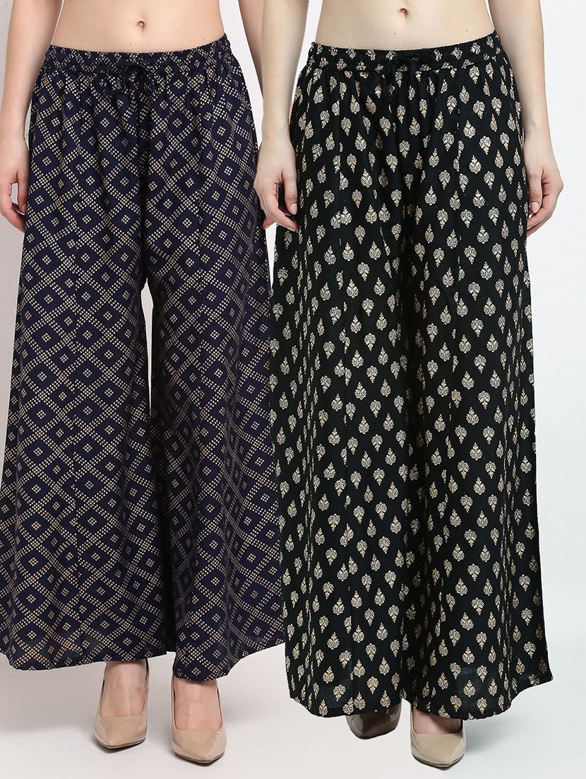 pack of 2 printed flared palazzo - 19124445 -  Zoom Image - 0