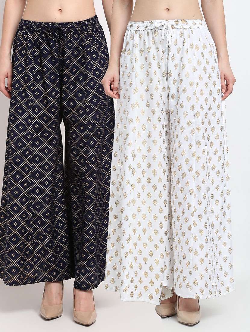pack of 2 printed flared palazzo