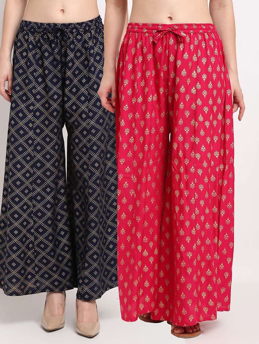 pack of 2 printed flared palazzo
